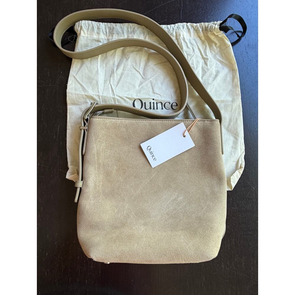 Quince Claire Italian Suede Bucket Crossbody Bag Sand Tan NWT - Picture 5 of 11